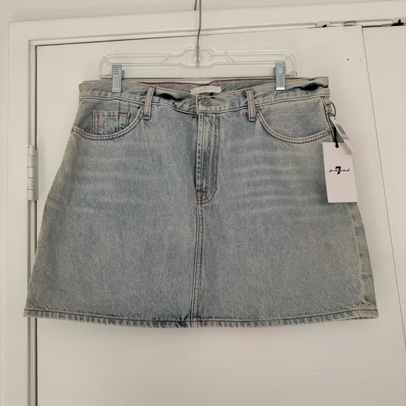 NWT 7 for all Mankind light wash denim mini skirt size 32 - Picture 6 of 12